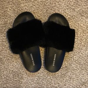 Steve Madden Faux Fur Slides